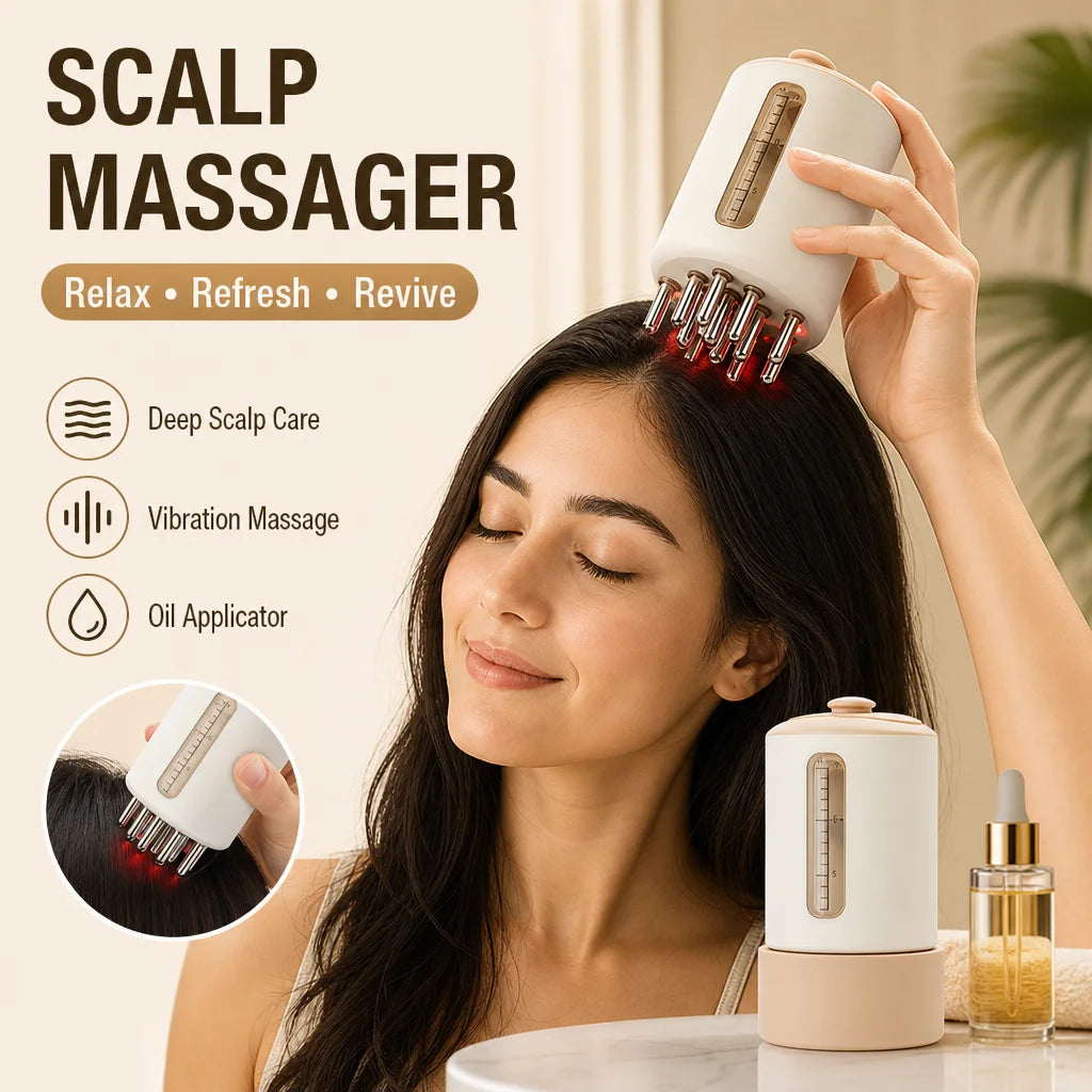 Electric Intelligence Scalp Massage Applicator Hair Care Essential Oil Ball Massage Red Light Vibration Hair Generative Artifact