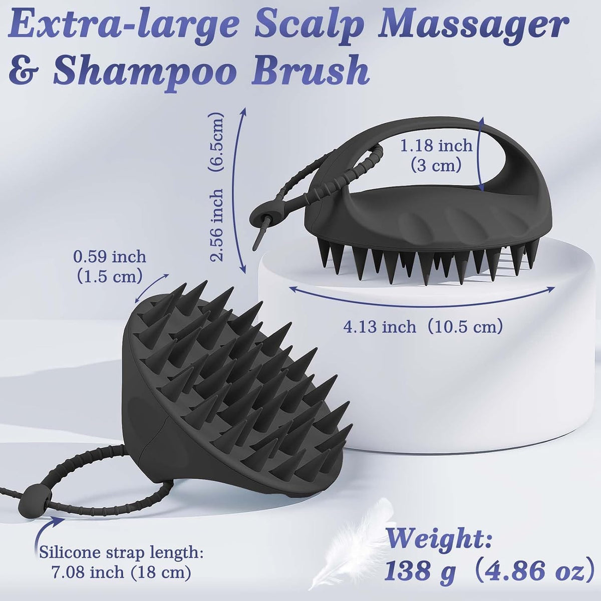 Large Hair Scalp Scrubber, One-Piece Silicone Scalp Massager