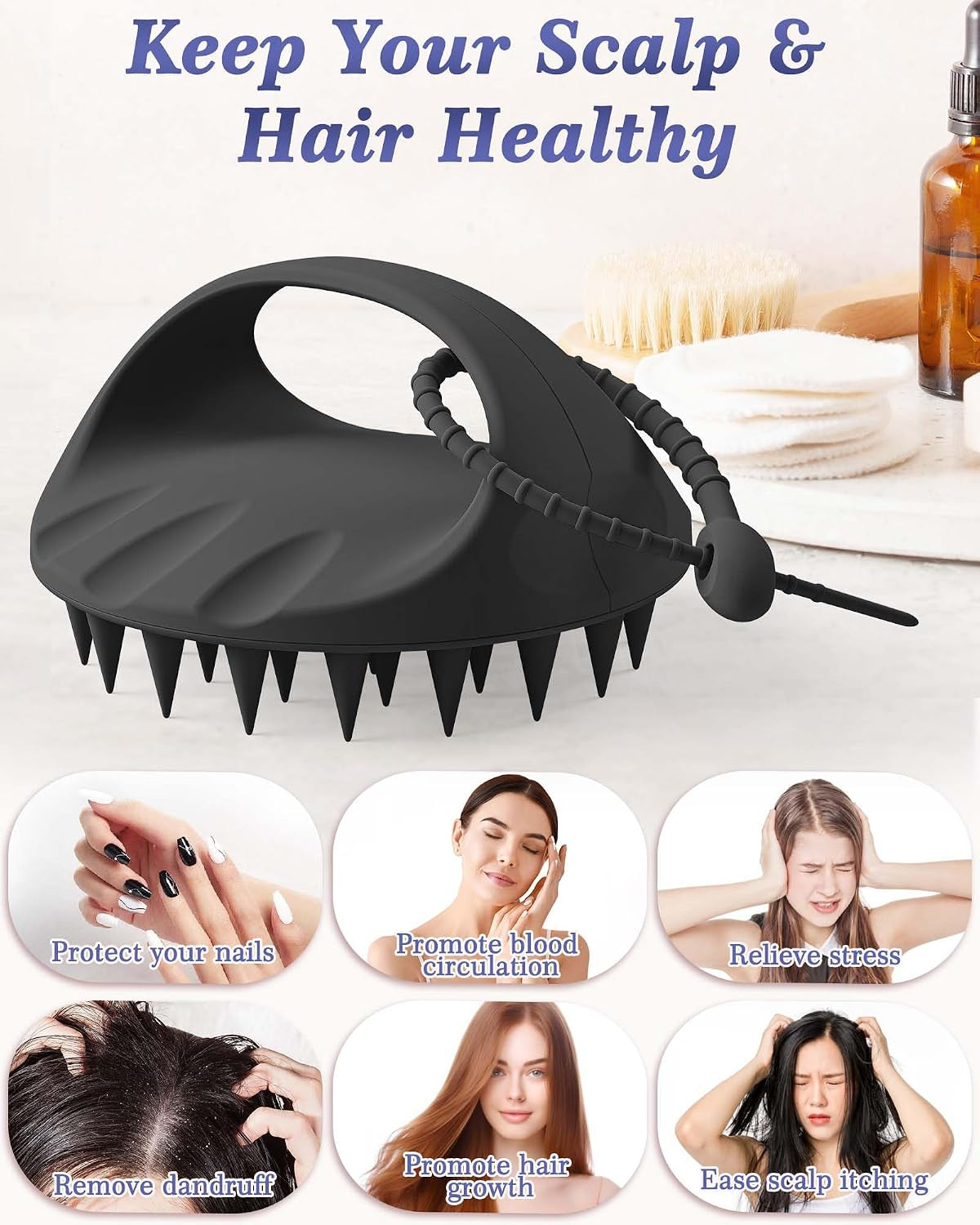 Large Hair Scalp Scrubber, One-Piece Silicone Scalp Massager