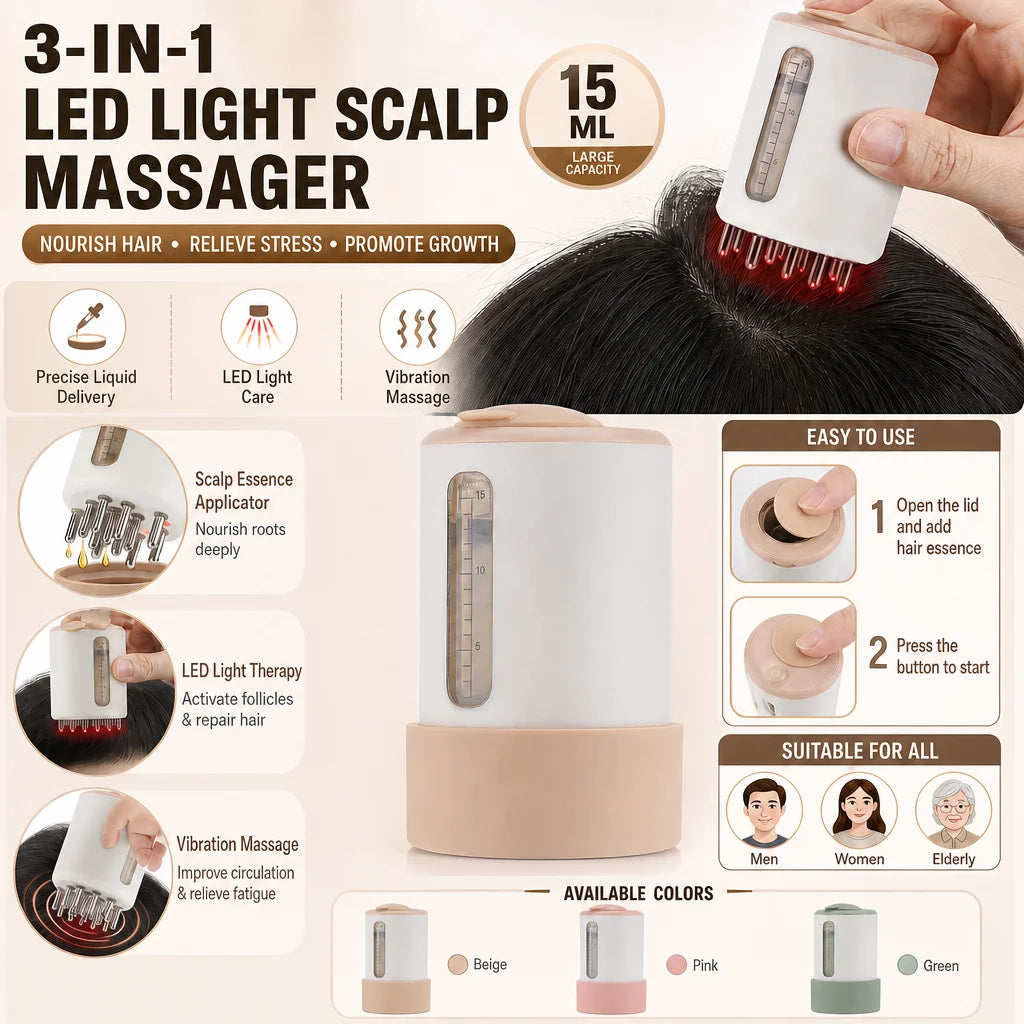 Electric Intelligence Scalp Massage Applicator Hair Care Essential Oil Ball Massage Red Light Vibration Hair Generative Artifact